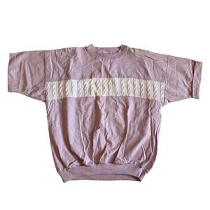 Vintage 80s  Pastel Purple Cable Knit Accent‎ Shirt Large